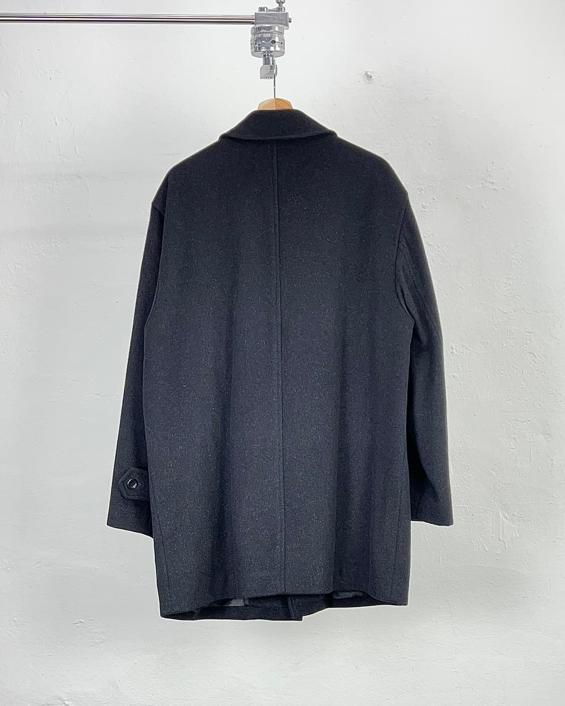 이브 생로랑 뿌르 옴므 블랙 캐시미어 울 블랜드 스닉 버튼 맥 코트 상품이미지6