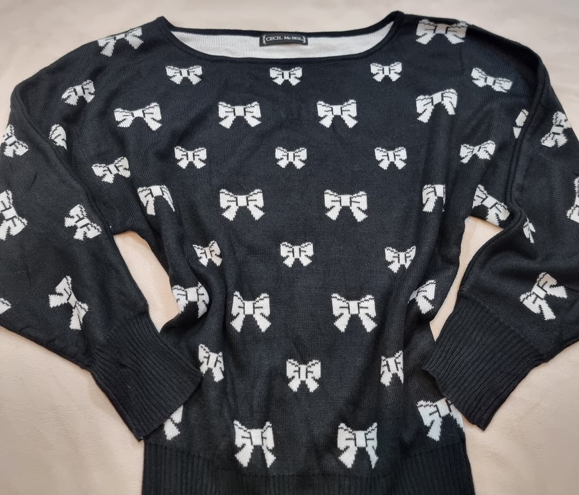 화이트 리본 올오버 니트 롱탑 상품이미지2