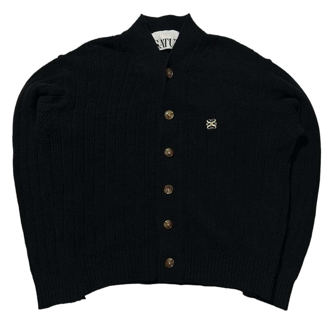 세터 파로 오버 부클 니트 가디건 블랙 상품이미지1