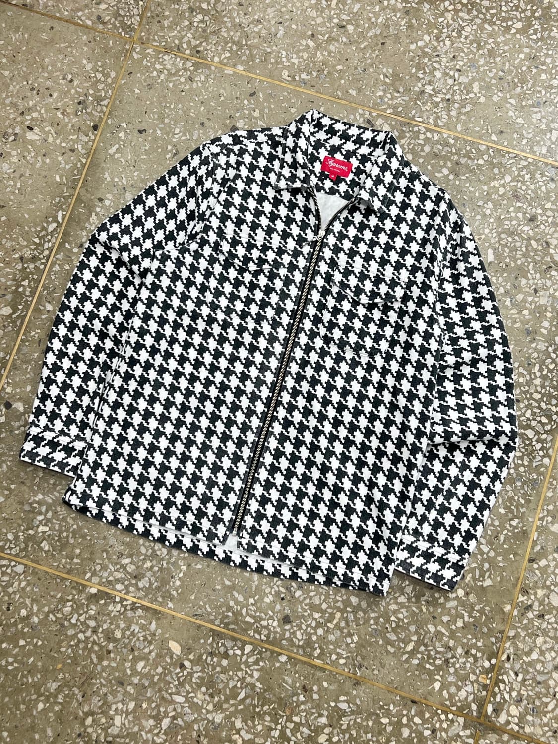 Supreme Houndstooth Flannel Zip Up Shirt 상품이미지1