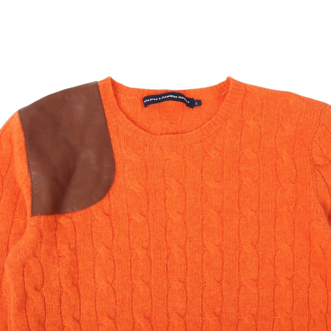 랄프로렌 오렌지 레더 숄더패치 케이블 니트 상품이미지2