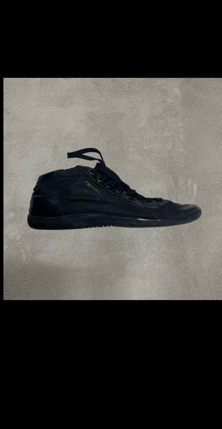 255~260) 프라다 스포츠 로고 레더 나일론 스니커즈 신발 블랙 상품이미지5