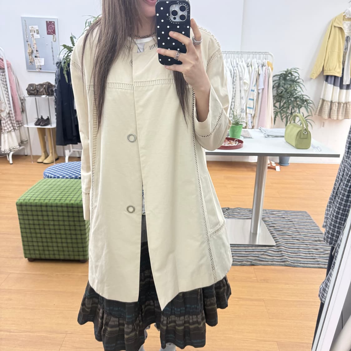 SJSJ 크림 논카라 트렌치자켓 상품이미지2