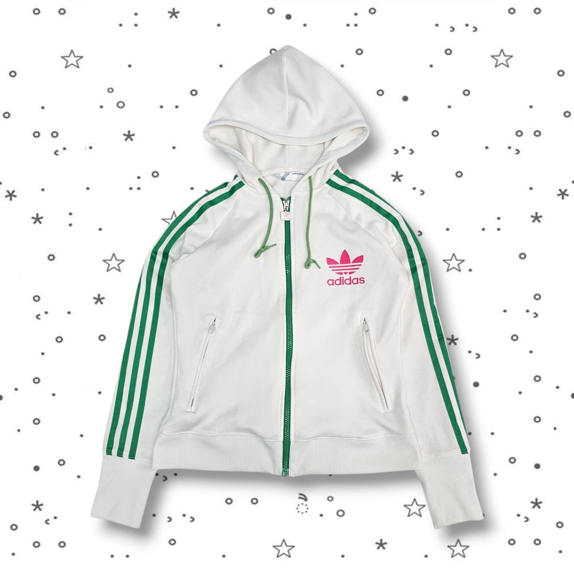 ADIDAS 아디다스 화이트 그린 후드 트랙탑 상품이미지2