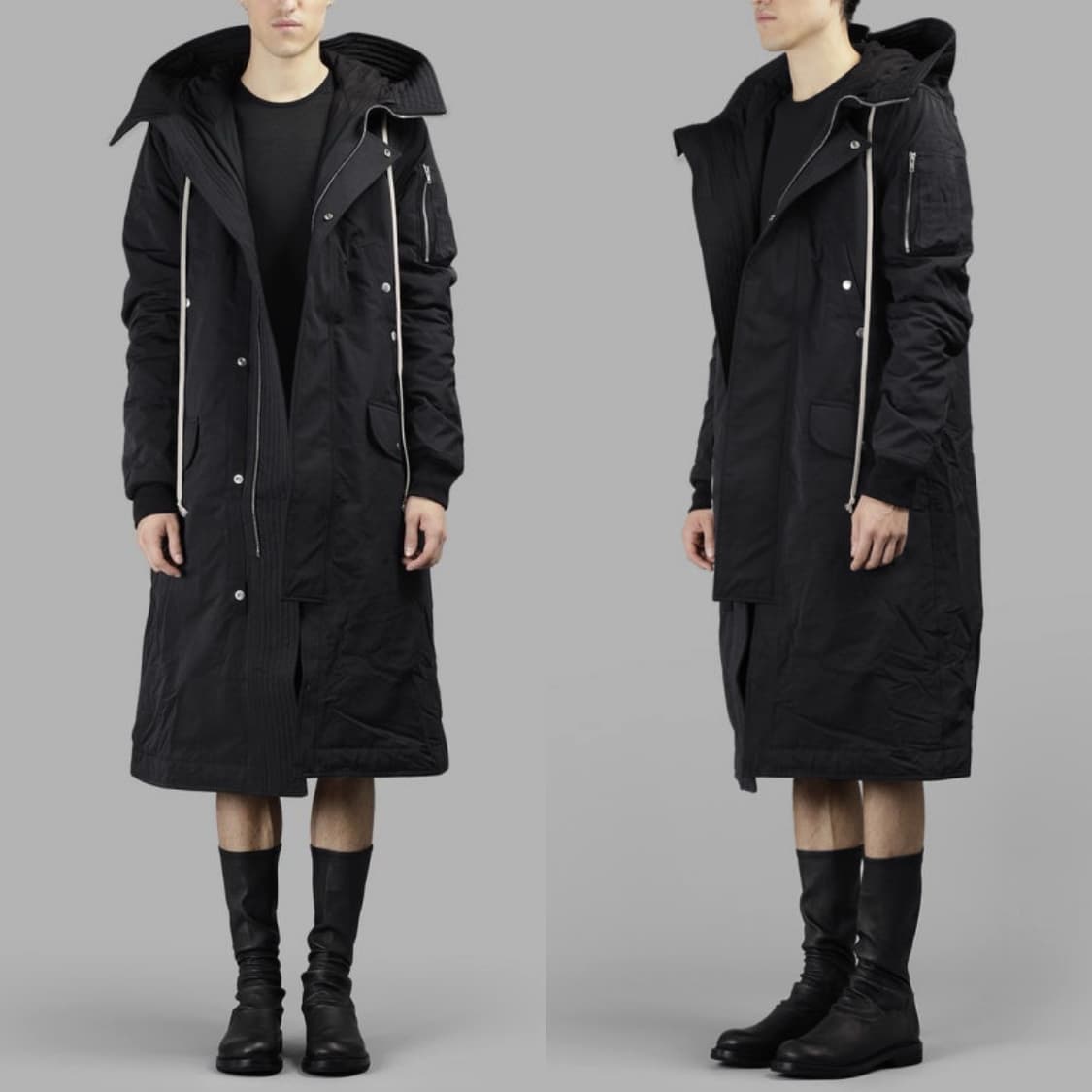 릭오웬스 17FW 다크쉐도우 후드 롱 파카 블랙 상품이미지10