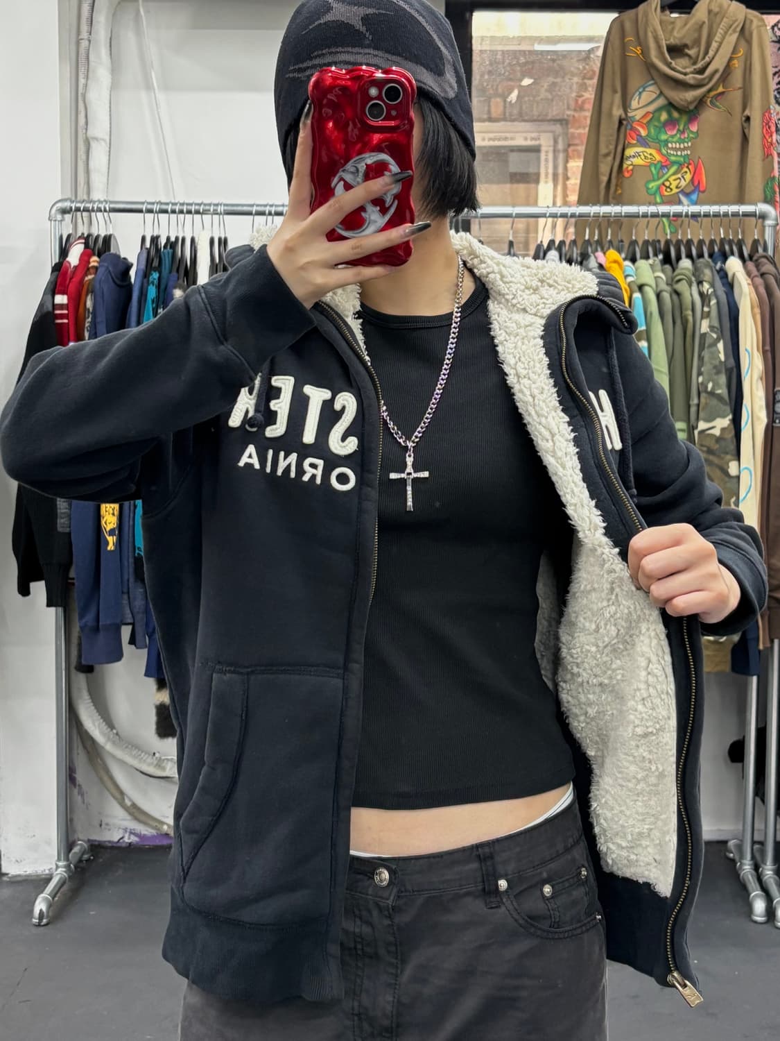 홀리스터 Y2K 블랙 후드집업 상품이미지1