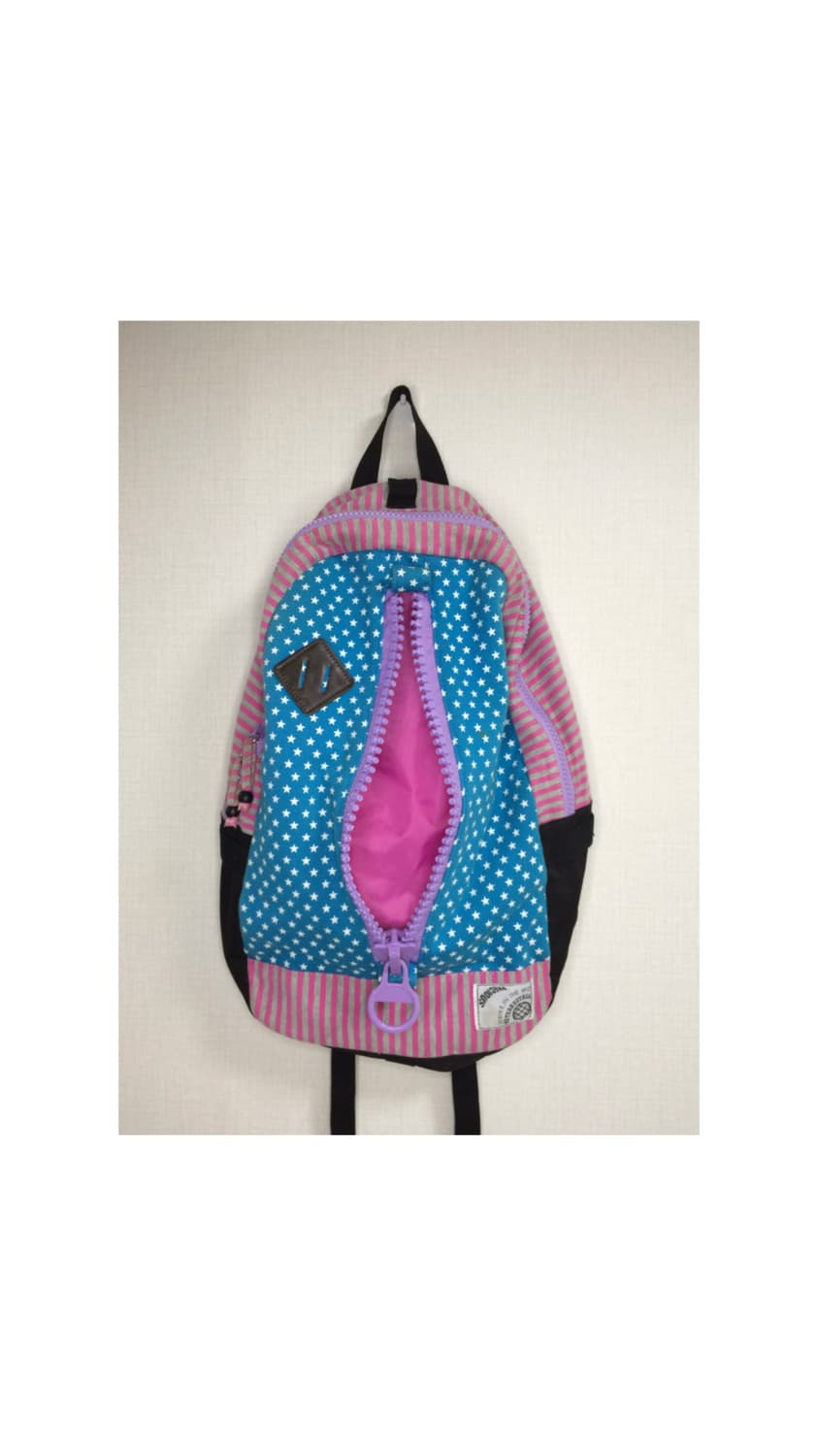 빈티지 블루 퍼플 별 무늬 백팩 상품이미지3