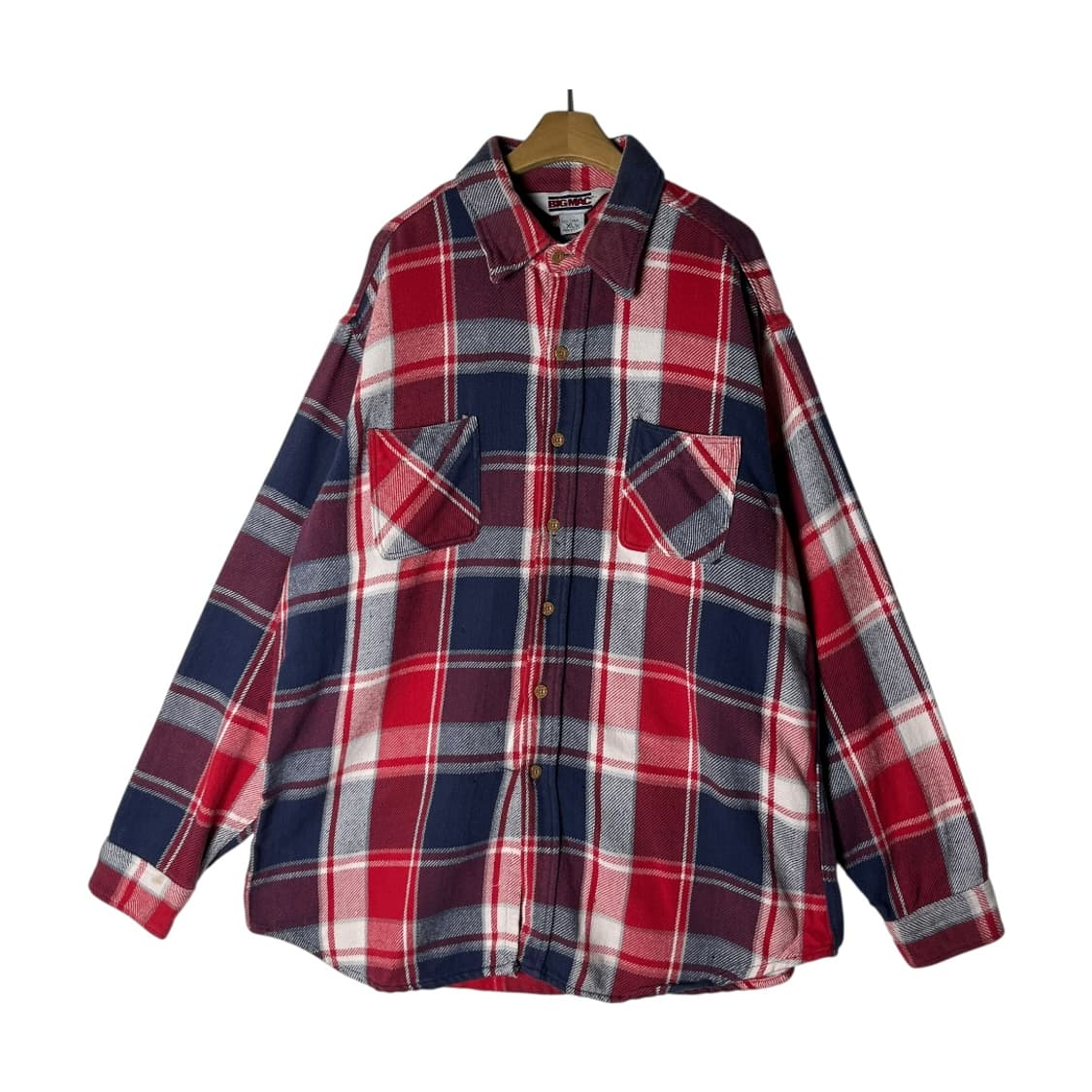 [BIG MAC] 80s 빅맥 레드 네이비 체크 플란넬셔츠 상품이미지1