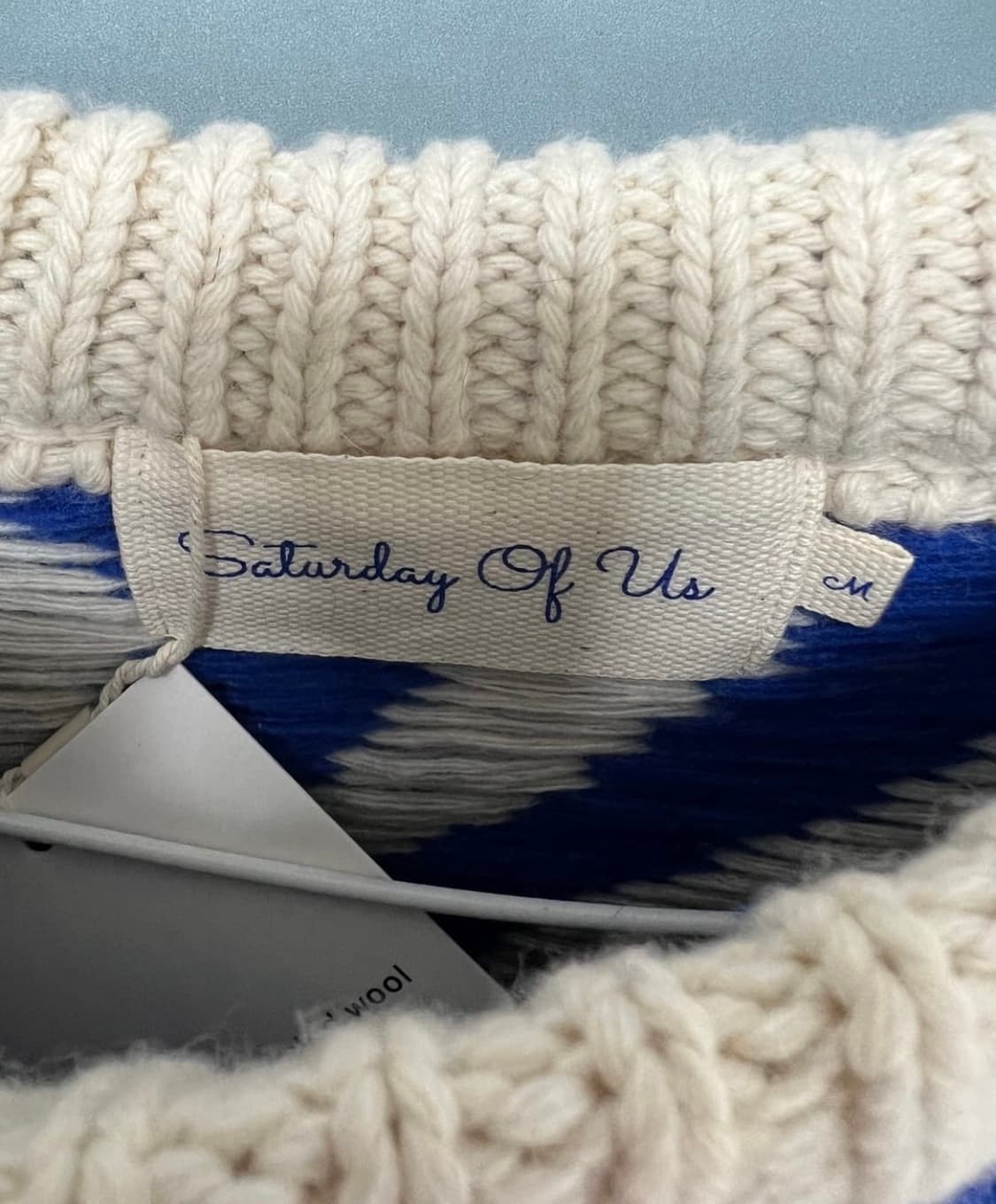 [M] STU Wave Line Jacquard Sweater Blue 상품이미지3