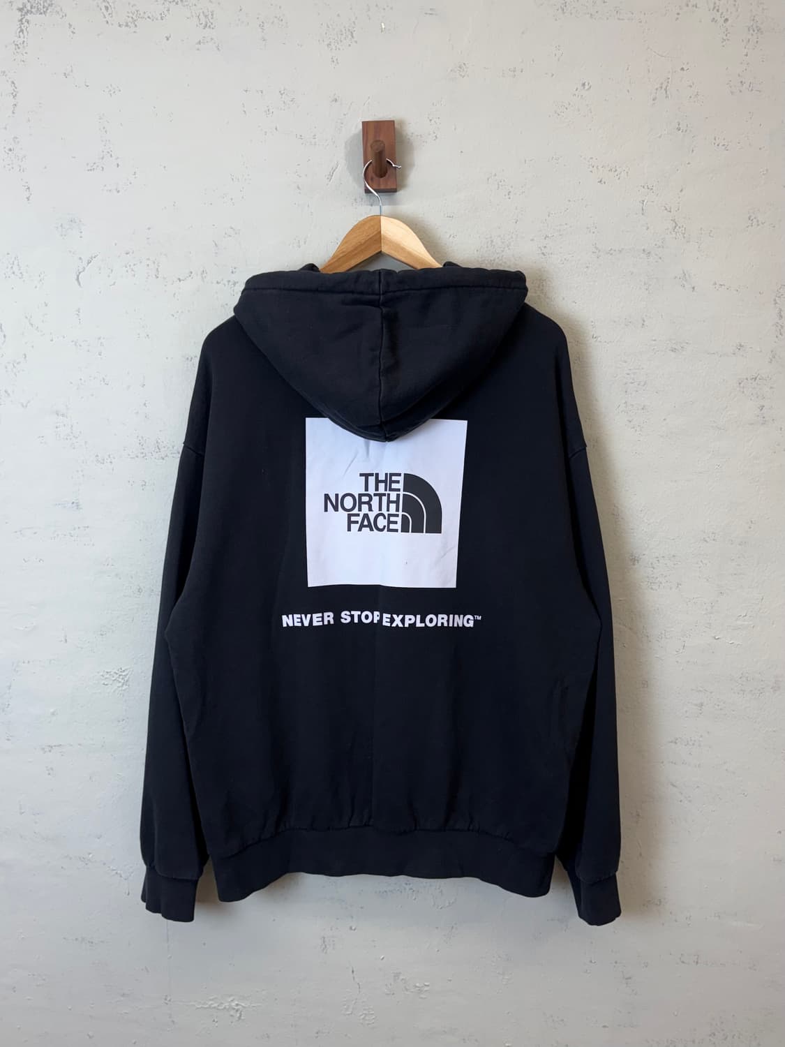 노스페이스 빅 스퀘어 로고 블랙 후드티 상품이미지1