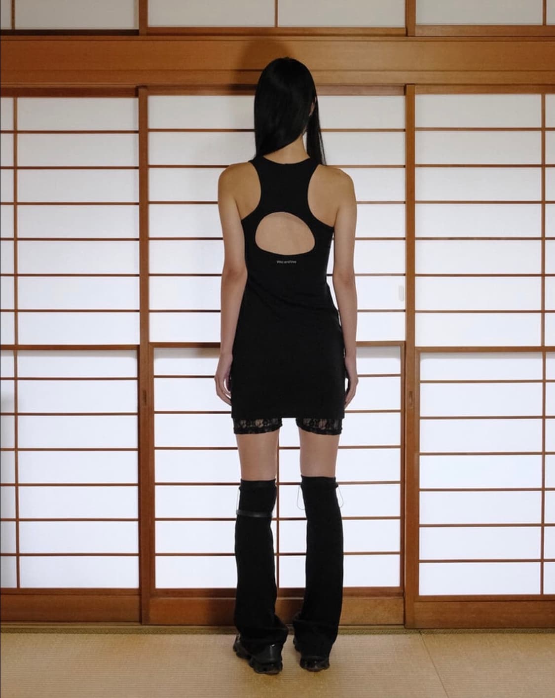 Back hole tank top dress os bk 상품이미지2