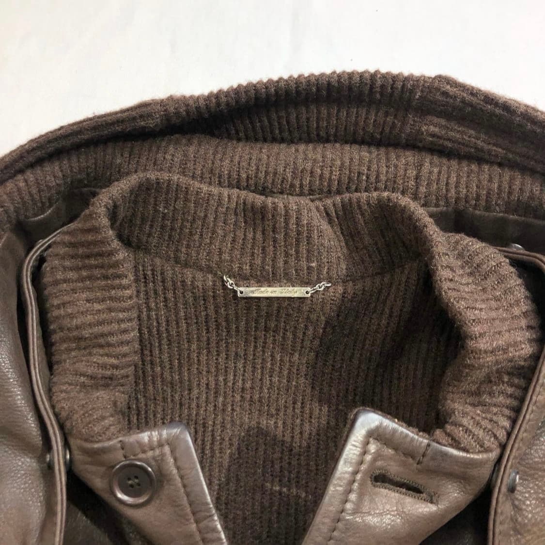 브라운 빈티지 가죽 점퍼 made in italy 상품이미지6