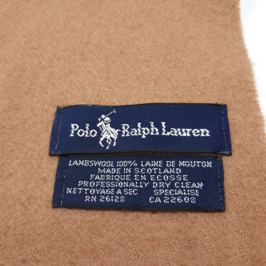 MX591 폴로 90s 스코틀랜드판 램스울 브라운포니 카멜 머플러 목도 상품이미지5