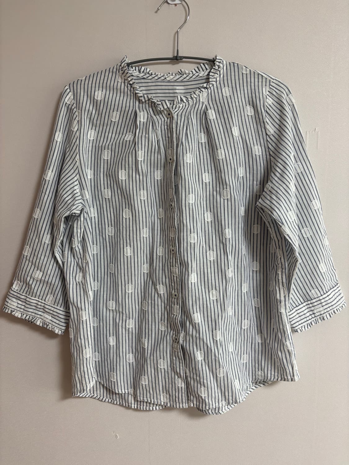 빈티지) 도트 스트라이프 7부 블라우스 상품이미지1