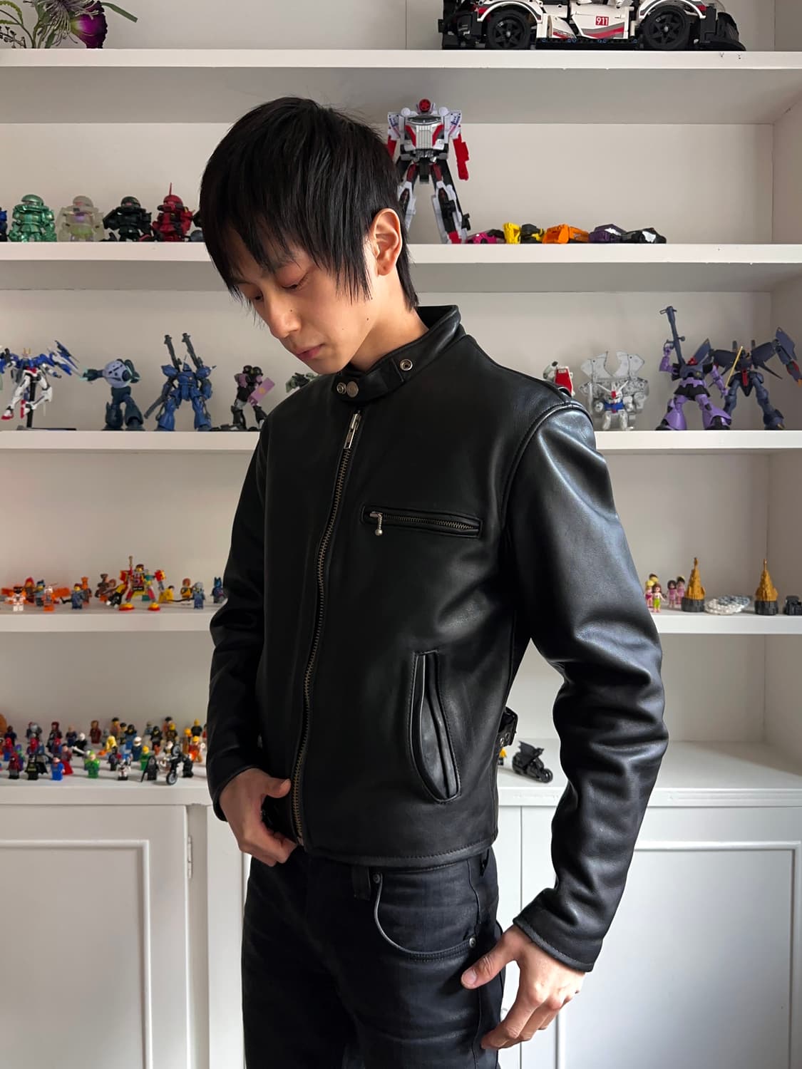 Blue Cross 카우 하이드 레더 바이커 자켓 상품이미지6