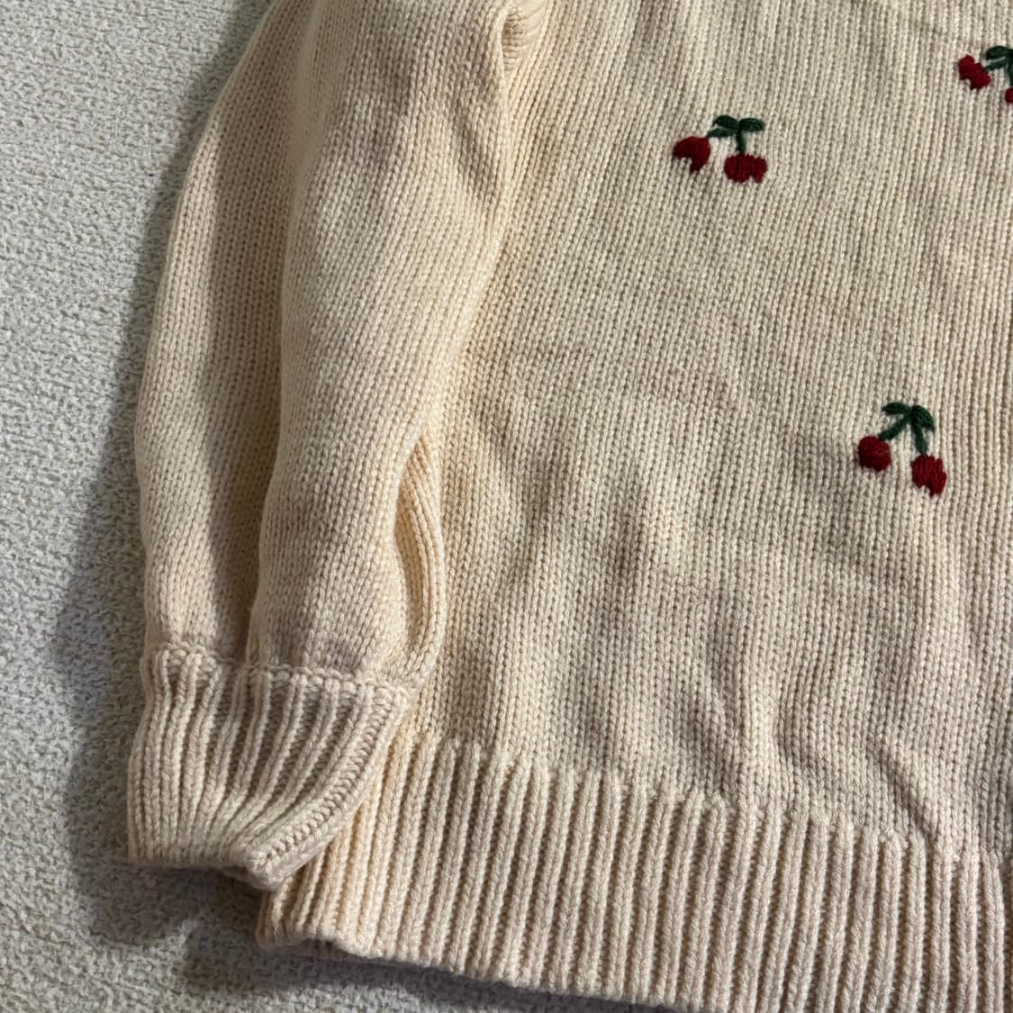 일본빈티지 아이보리 체리 니트가디건 상품이미지5