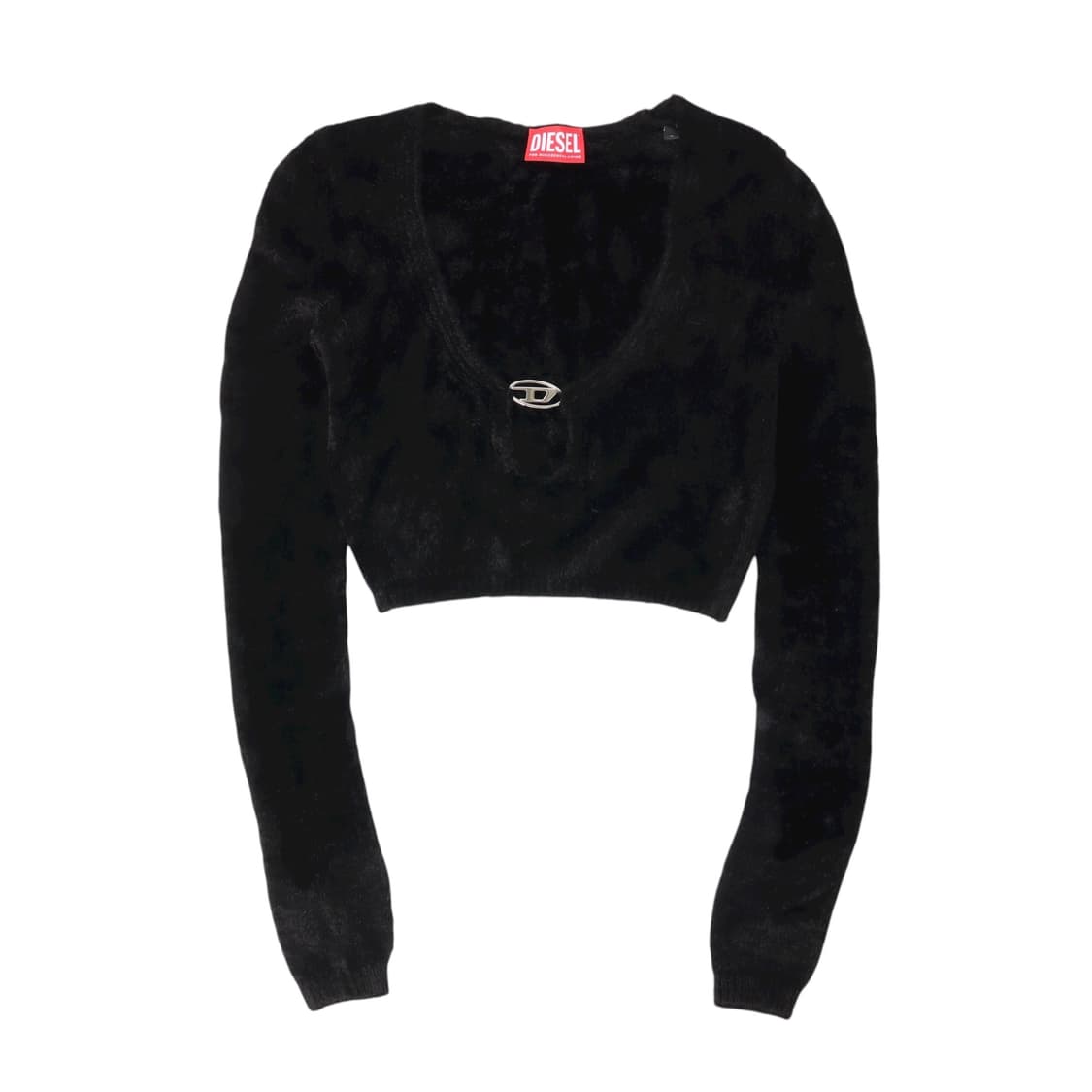 디젤 벨벳 실버로고 크롭 벨벳 니트 상품이미지1