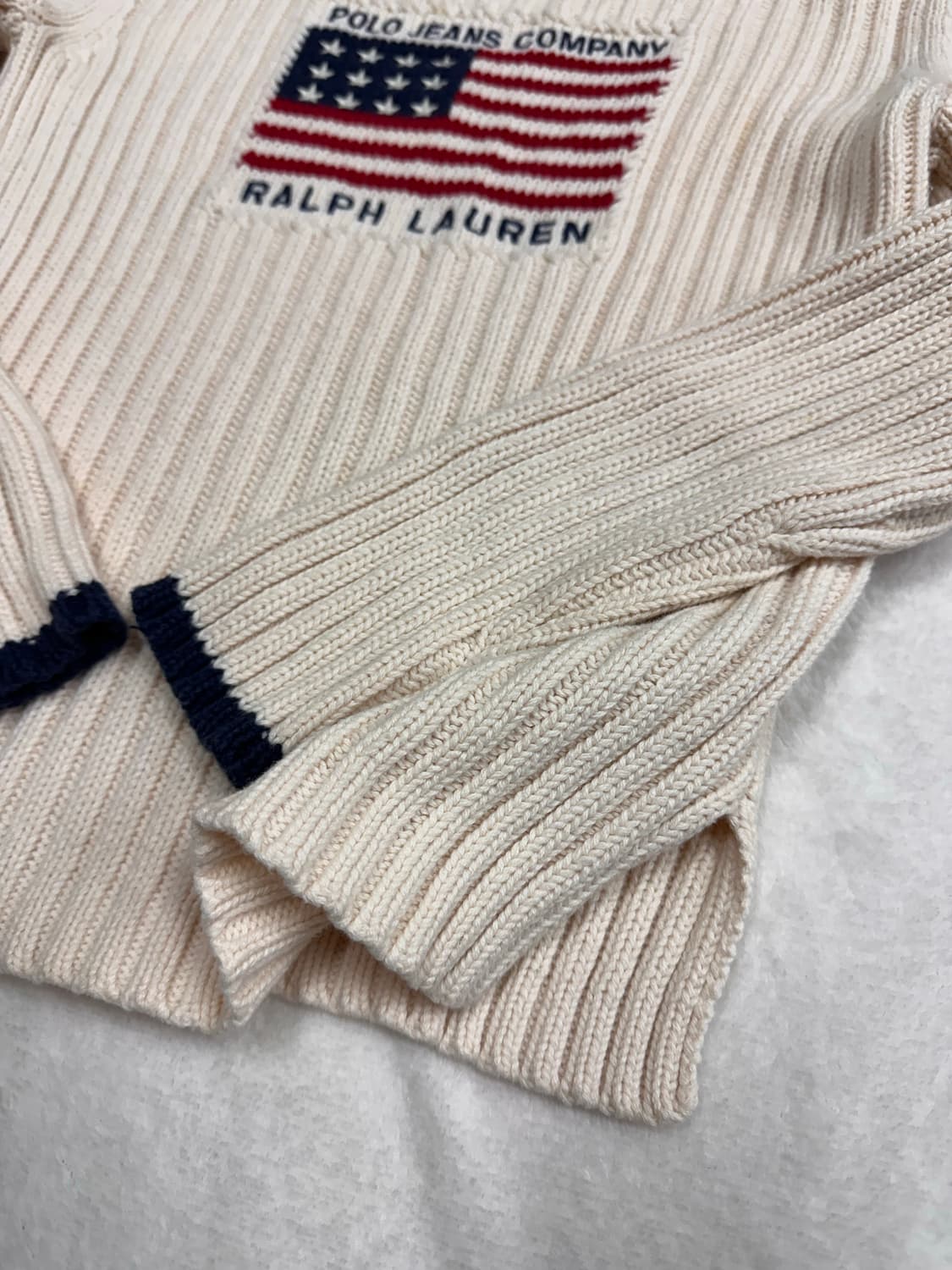 (M)폴로진스 보트넥 성조기 니트 크림 상품이미지4