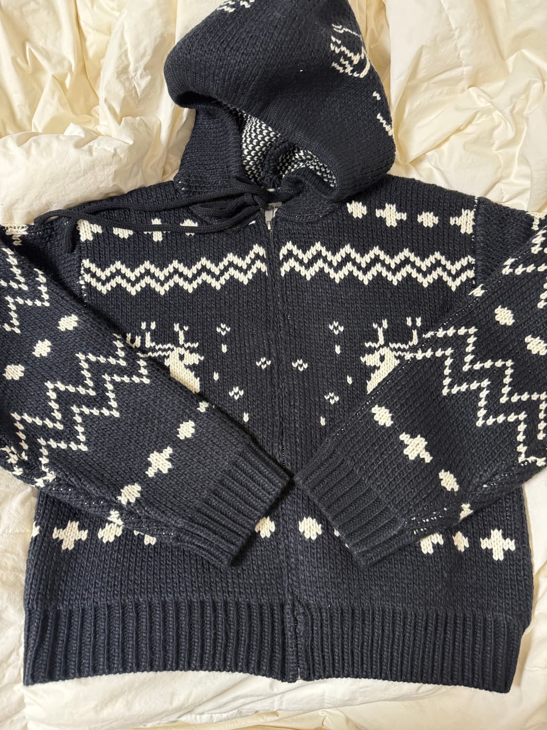 노르닉 니트 후드집업 코위찬 사슴 상품이미지7