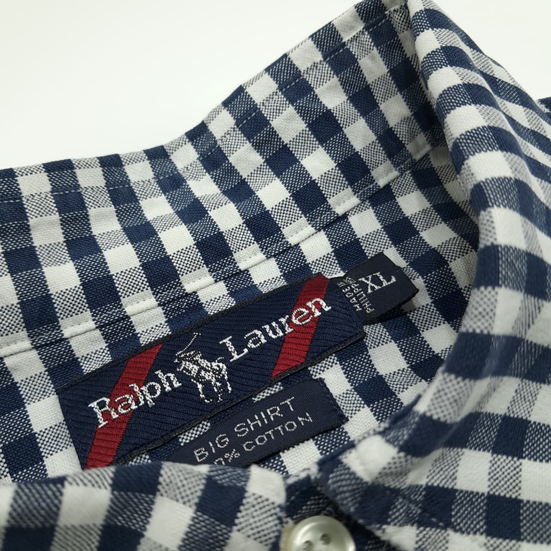 CN774 XL 폴로 랄프로렌 빅셔츠 네이비 깅엄체크 긴팔 셔츠 남방 상품이미지4