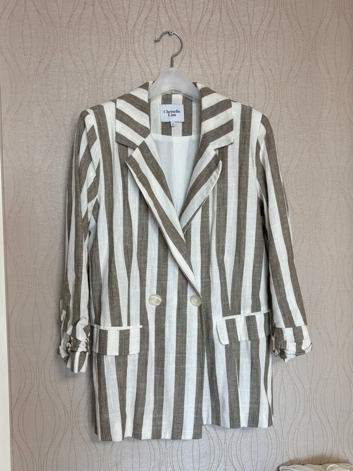 Chriselle Lim 스트라이프 린넨 자켓 상품이미지1