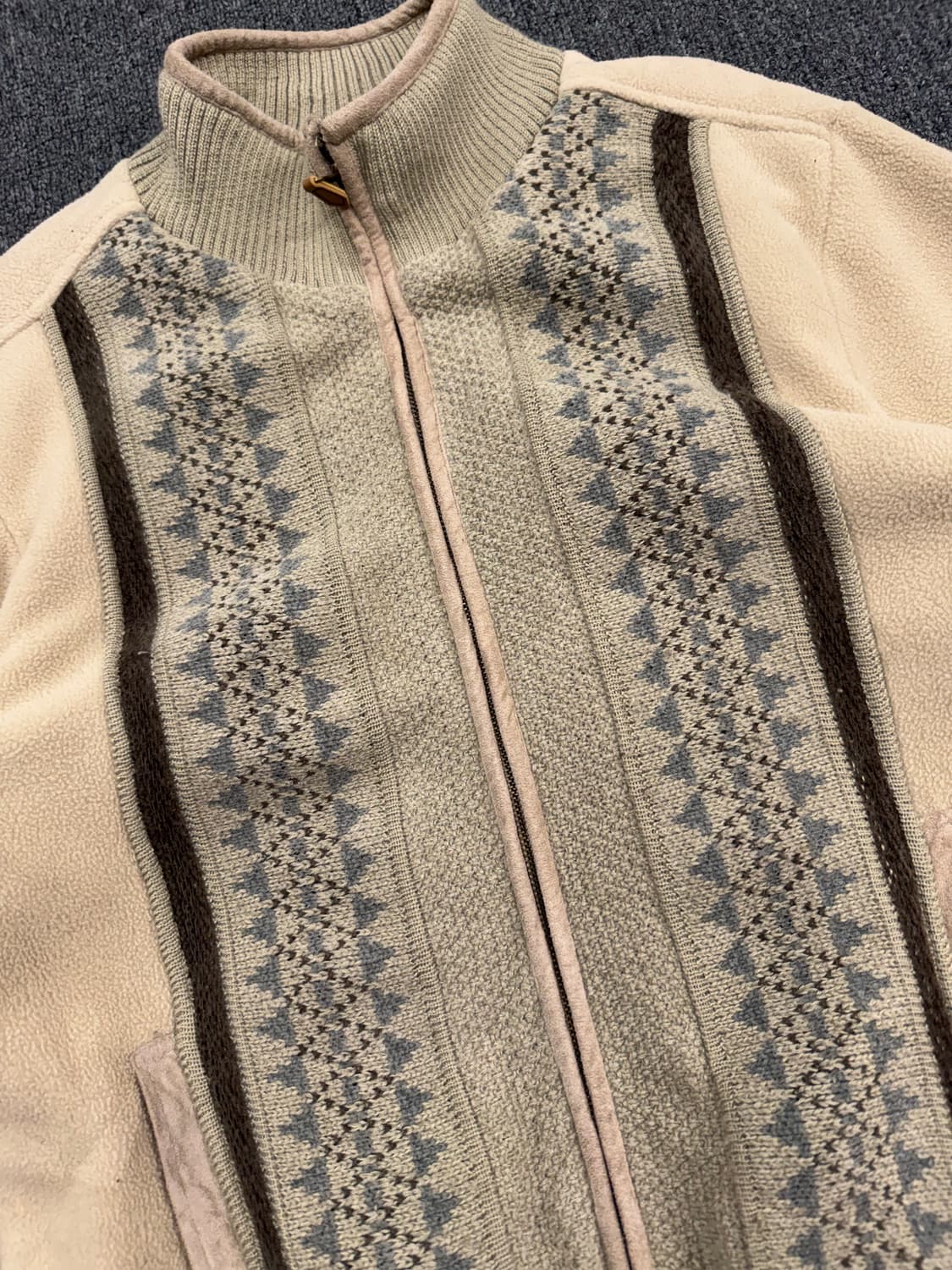 M)Japanese vintage Embark 패턴 니트 플리스 집업 상품이미지3