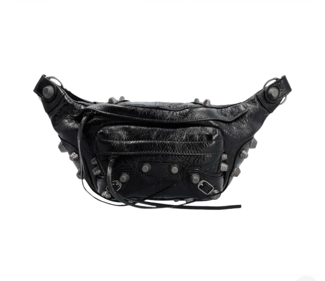 발렌시아가 아레나 램스킨 에이지드 실버 하드웨어 르 카골 벨트백 블랙 상품이미지1