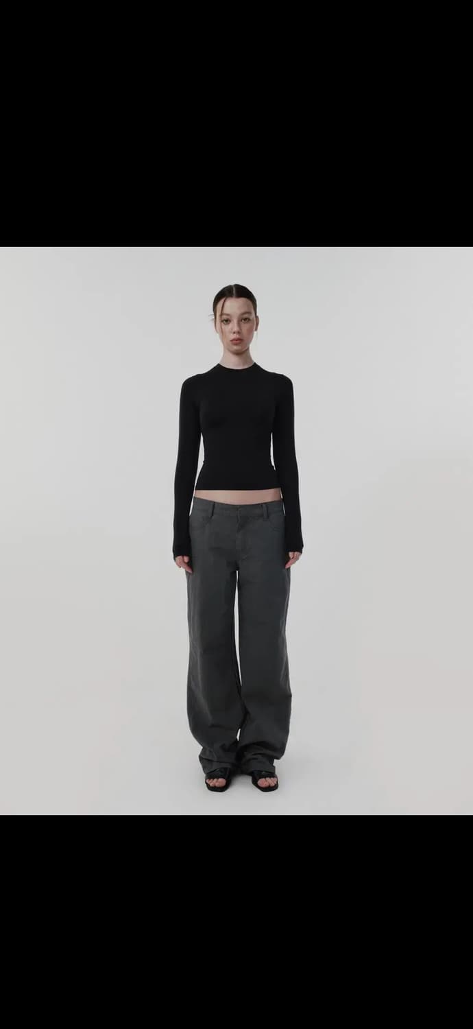 스웨이드 - SEMI WIDE PANTS [CHARCOAL GRAY] 상품이미지4