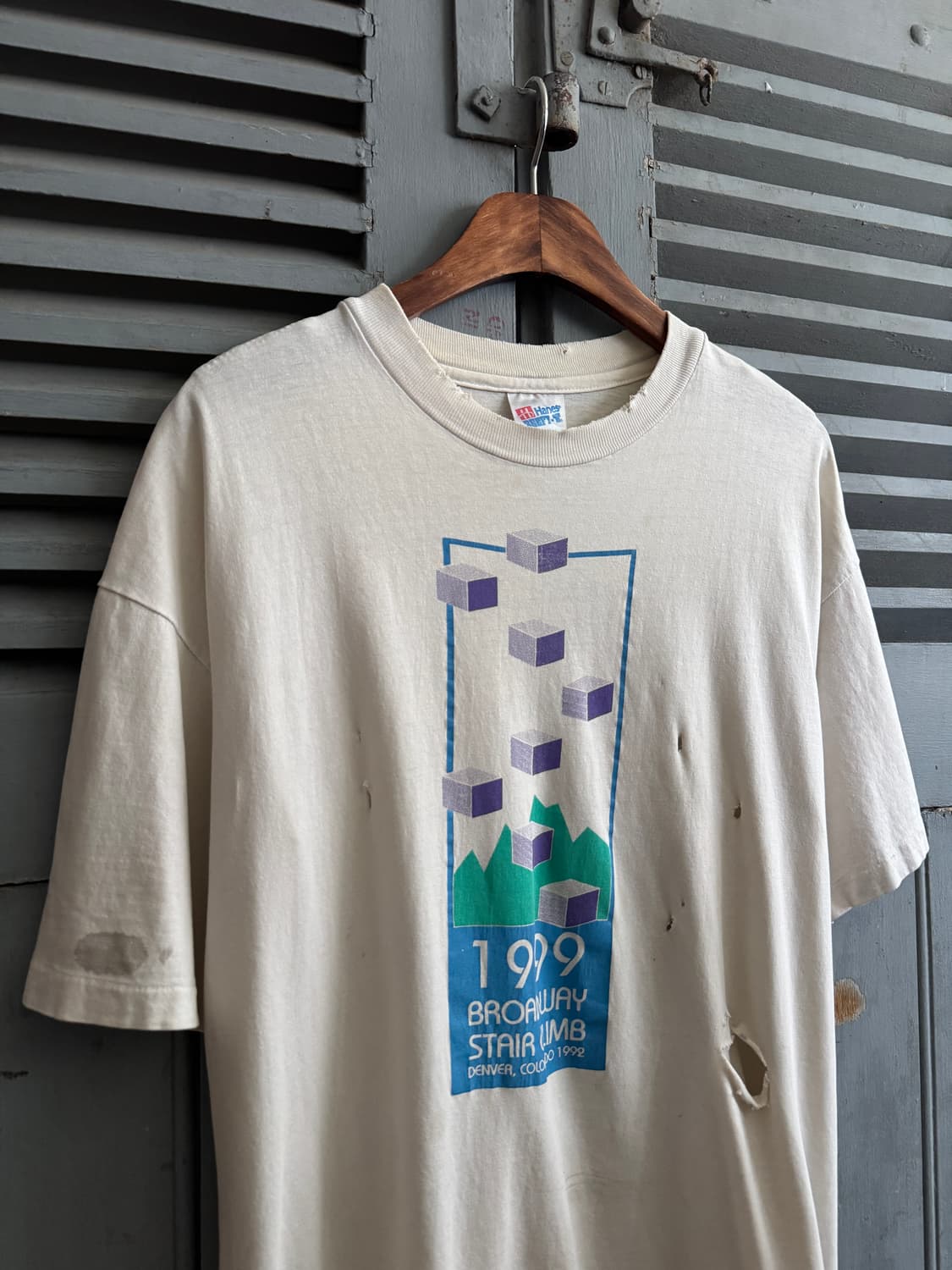 [XL]90's Hanes 브로드웨이 Stair Climb 프린팅 티셔츠 상품이미지2