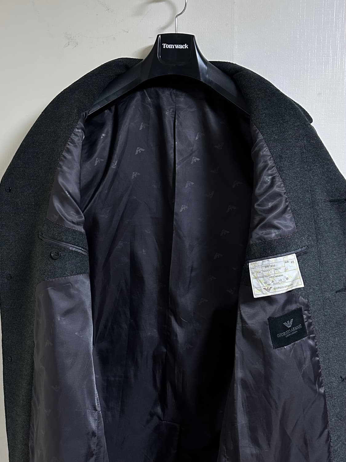 조르지오 아르마니 캐시미어 100% 싱글 코트 르 꼴레지오니 48/차콜  상품이미지5