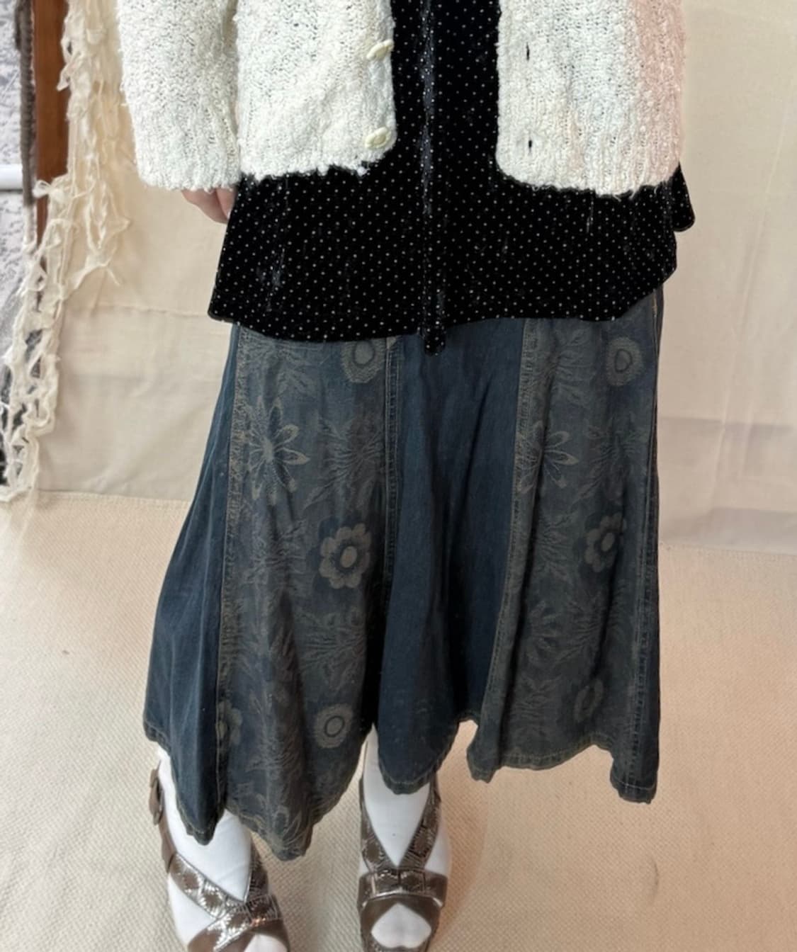 denim flower skirt 상품이미지1