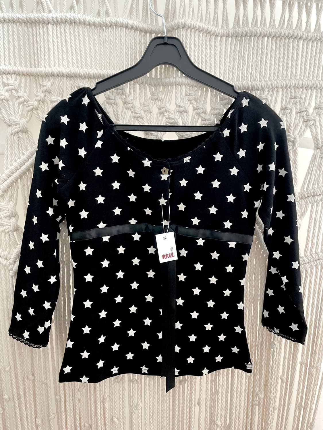 별  리본 블라우스 블랙 상품이미지1