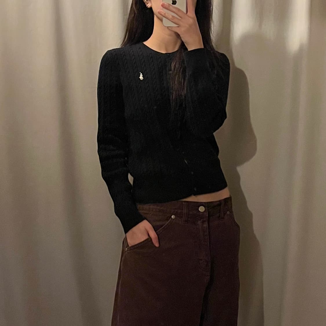 폴로랄프로렌 케이블 니트 가디건 블랙 상품이미지1