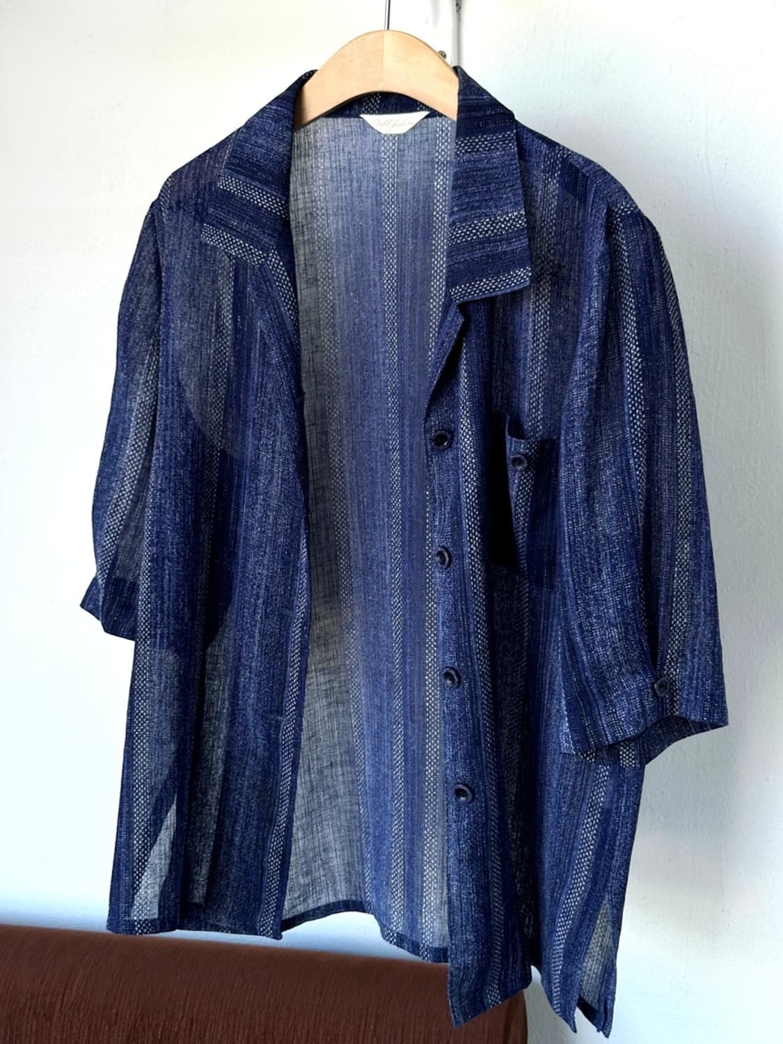 Irregularity pattern open collar H/S shi 상품이미지3