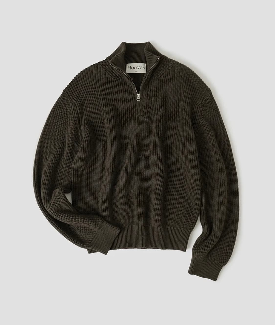 (XL) 후브스 미드넥 하프집업 니트 [딥브라운] 상품이미지1