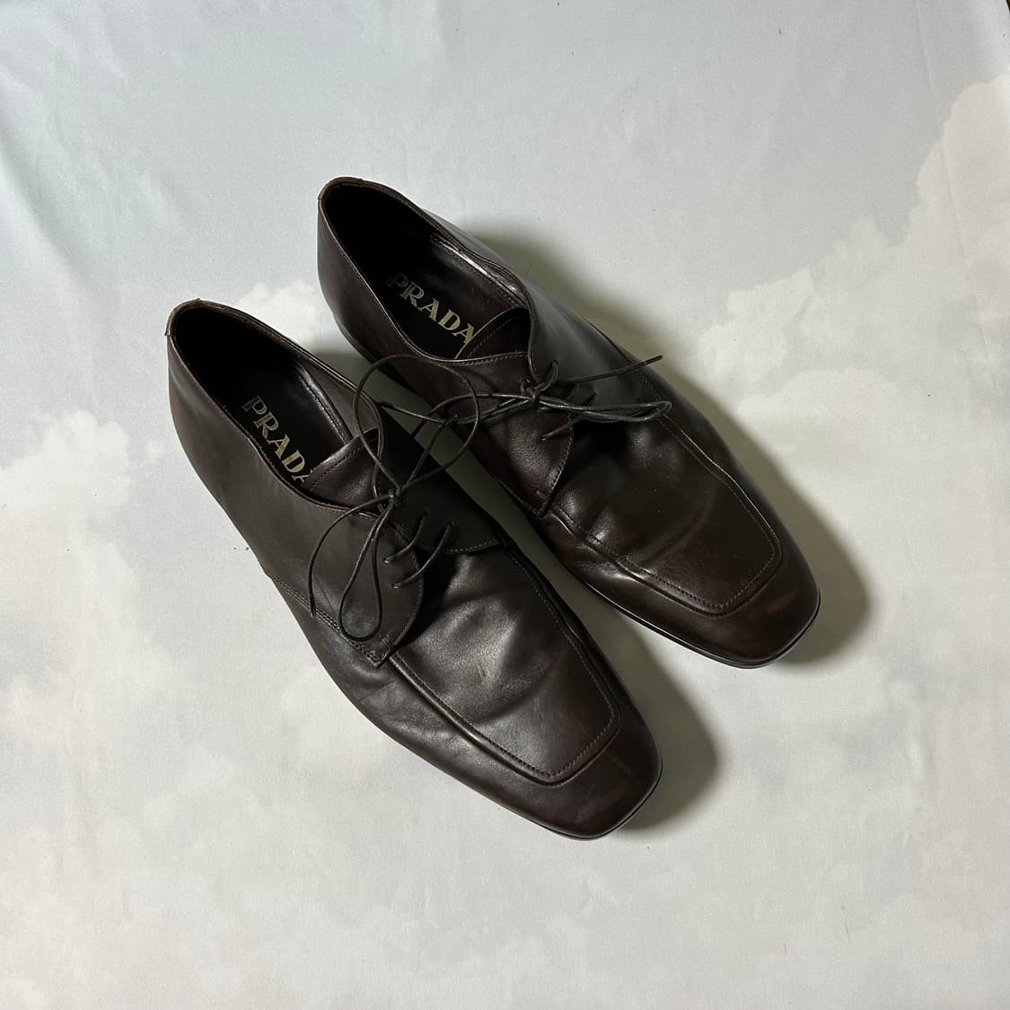 Prada semi square toe derby brown 상품이미지2