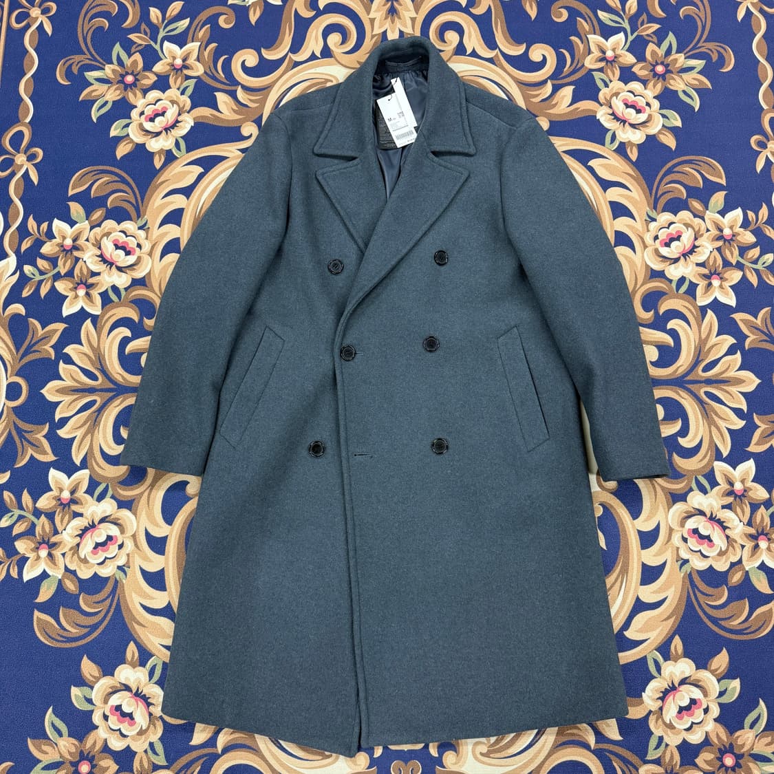 (M)지오디노 GIORDANO 오버핏 더블코트(차콜,새상품 상품이미지1