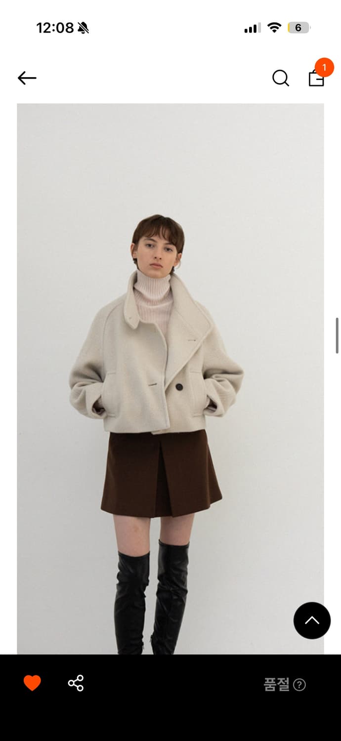 Le 르 알파카 하이넥 코트 자켓 크림색 상품이미지2