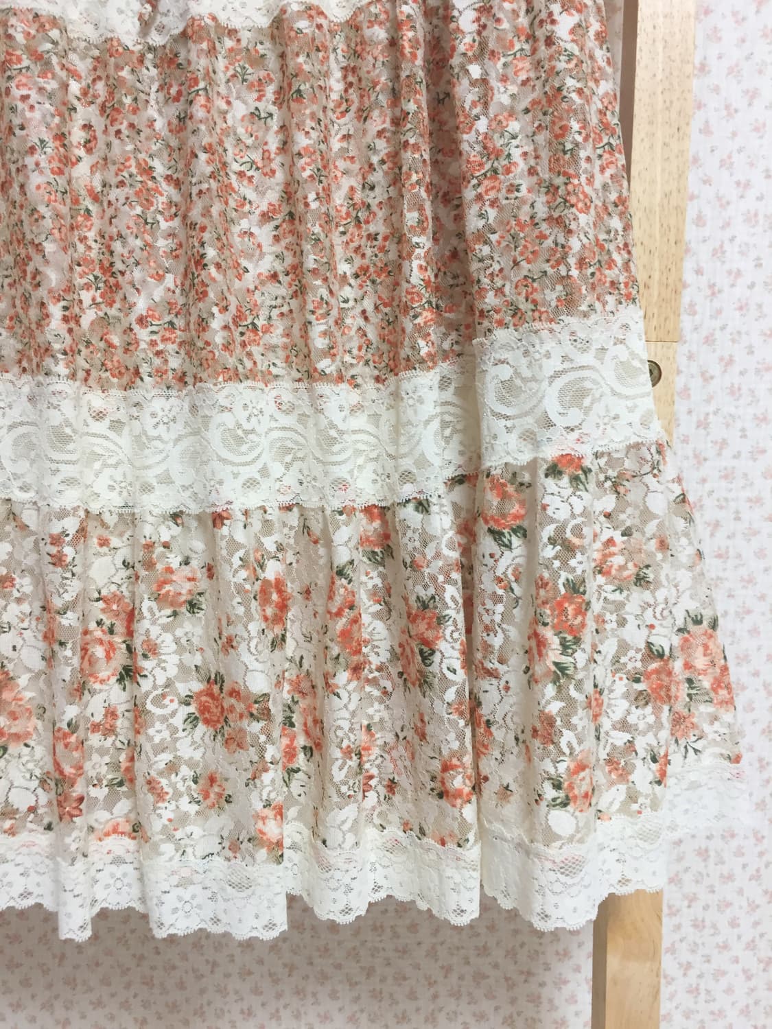 빈티지 모리걸 오렌지 플라워 대장 패치스커트 상품이미지2