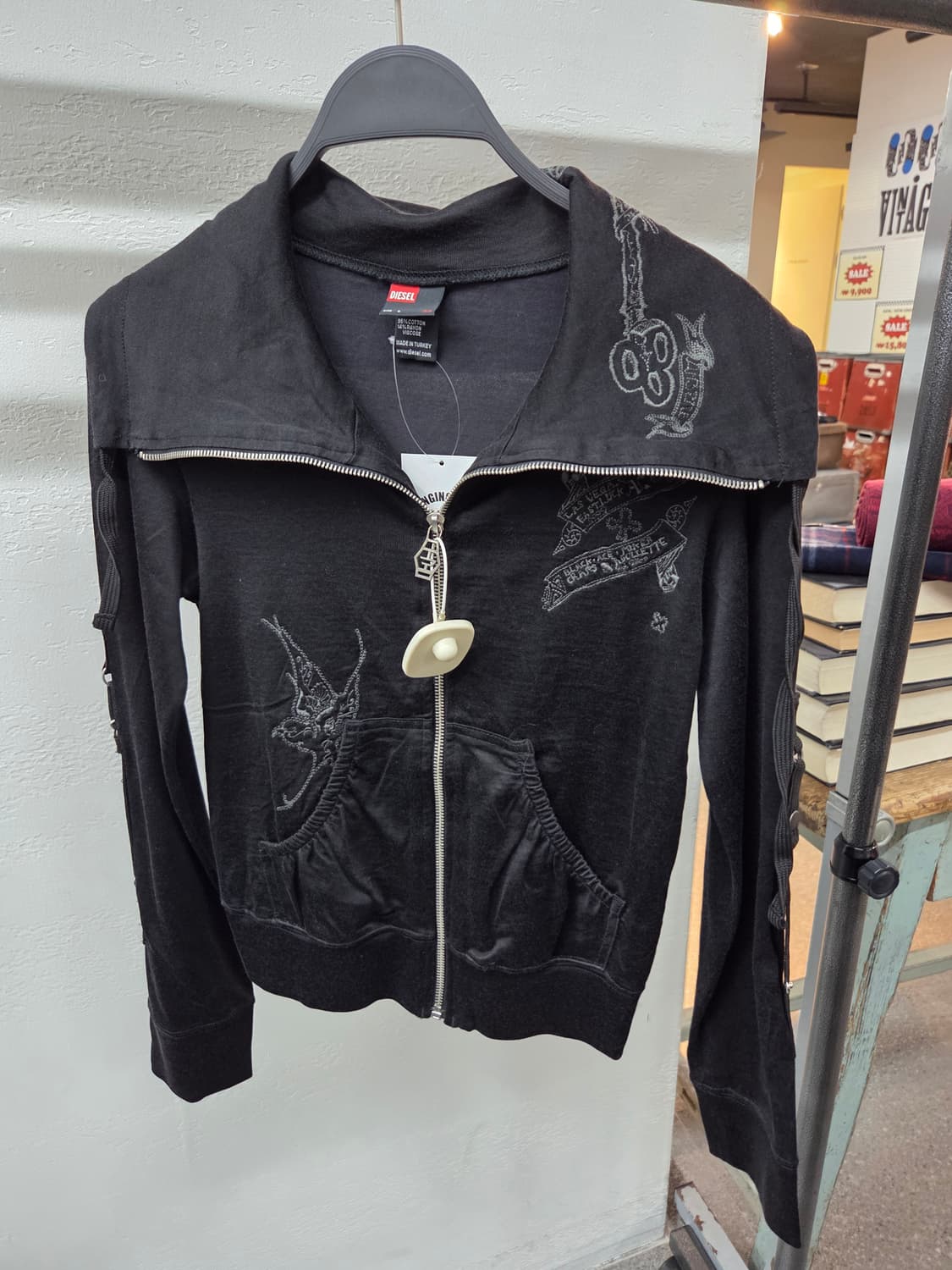 DIESEL 디젤 블랙 펑크 오리엔탈 하이넥집업💯 상품이미지1