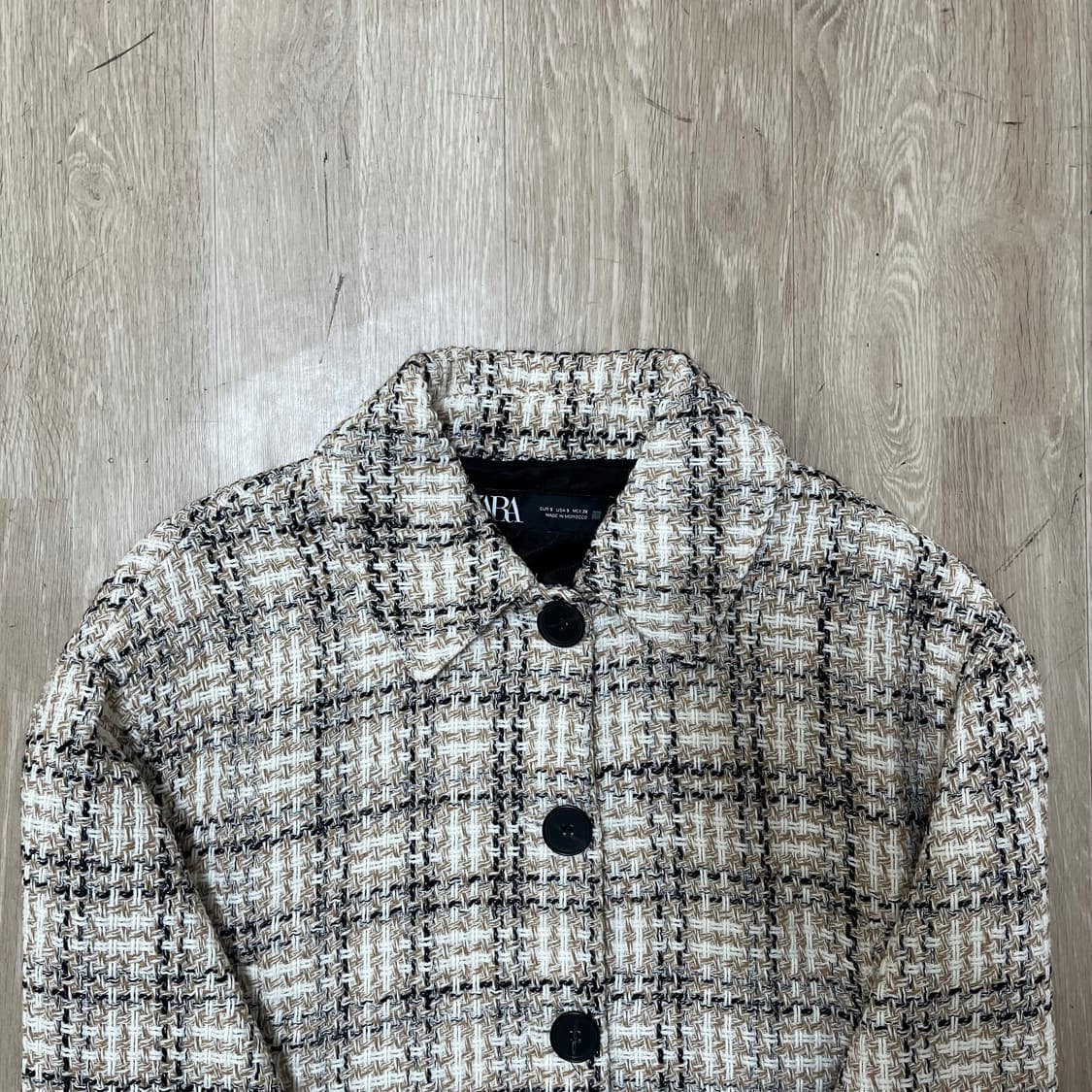 자라 ZARA 여성 체크 크롭 트위드 자켓 S(90) 상품이미지3