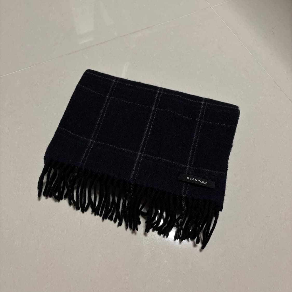 정품 빈폴 네이비 체크 양면 울 목도리 머플러 상품이미지3