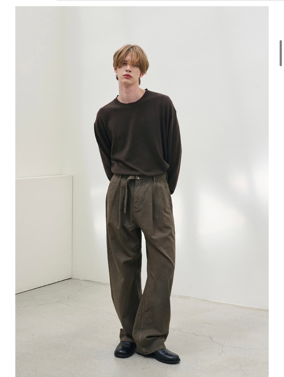 노운 벨티드 데님팬츠 브라운 1사이즈 상품이미지5