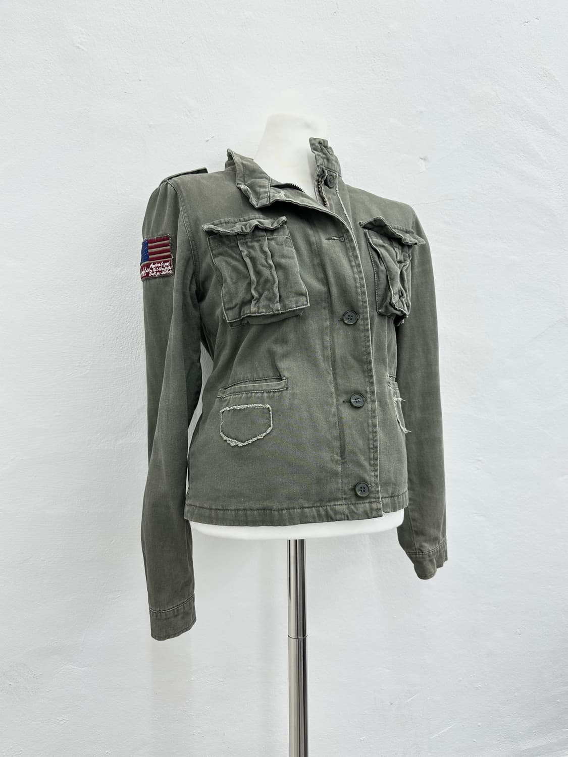 Vintage khaki flag patch jacket 상품이미지2