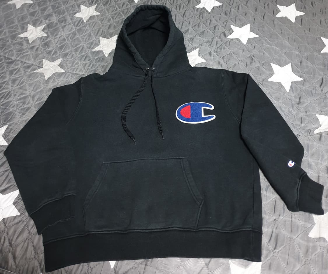 챔피온 재팬 빅로고 자수와펜 기모 후드티 블랙 (2XL) 상품이미지1