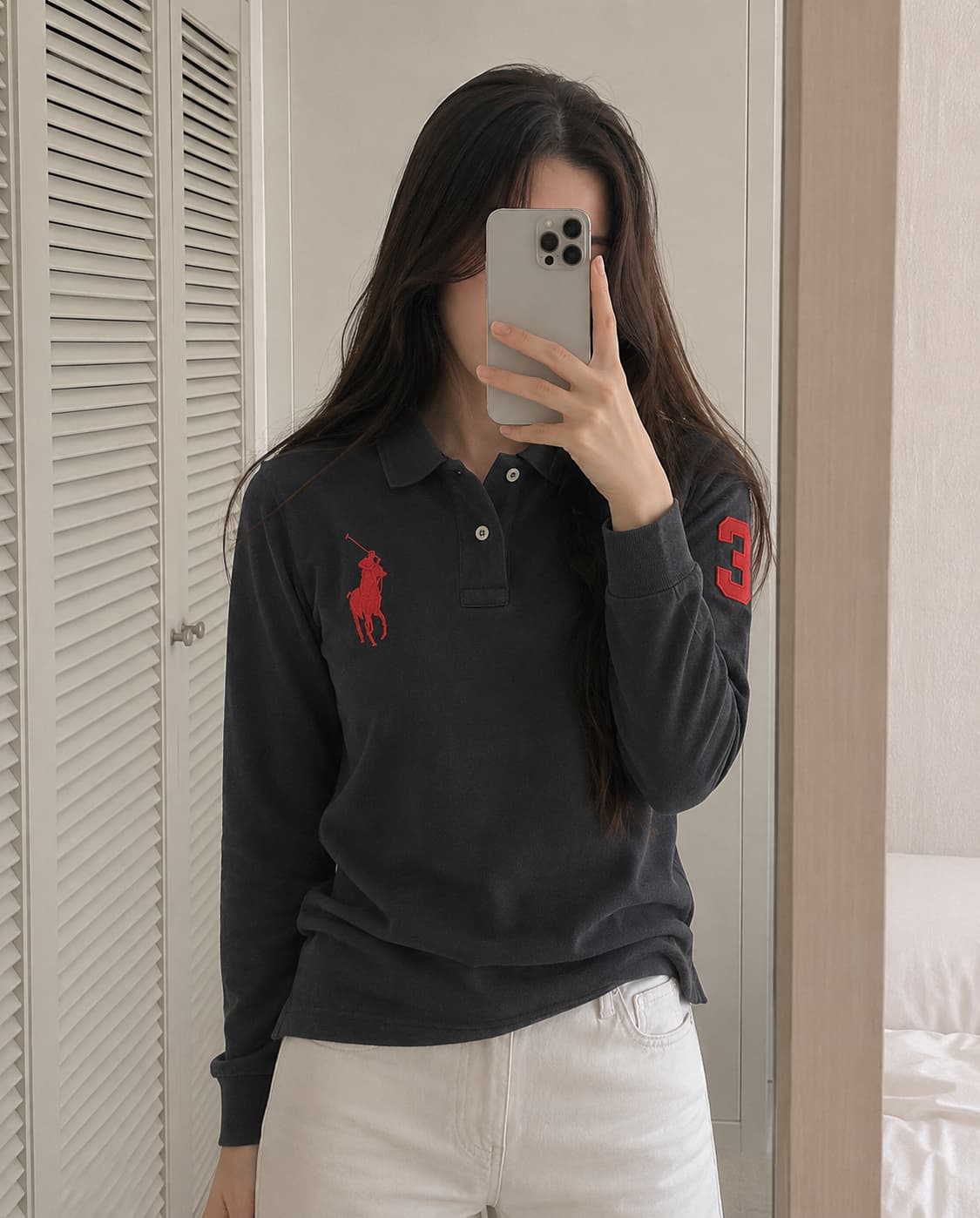 폴로 랄프로렌 블랙 레드 빅포니 카라 롱슬리브 상품이미지4