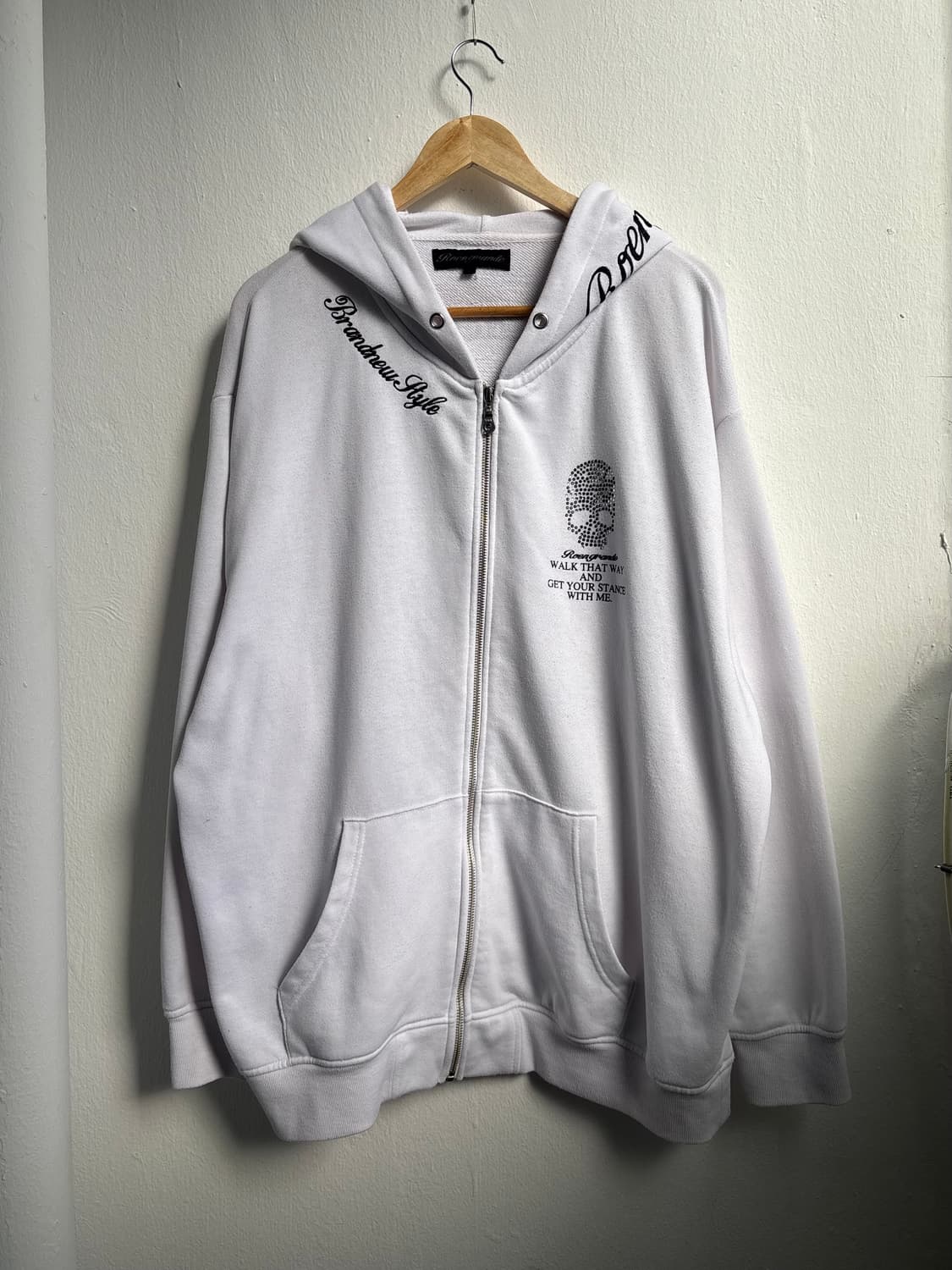 Japanese Vintage White Skull Hood Zip-Up 상품이미지7