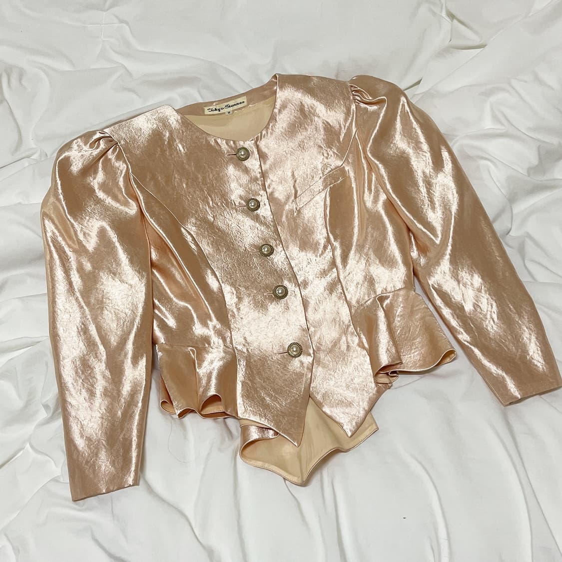 빈티지 ) 핑크베이지 새틴자켓 상품이미지2