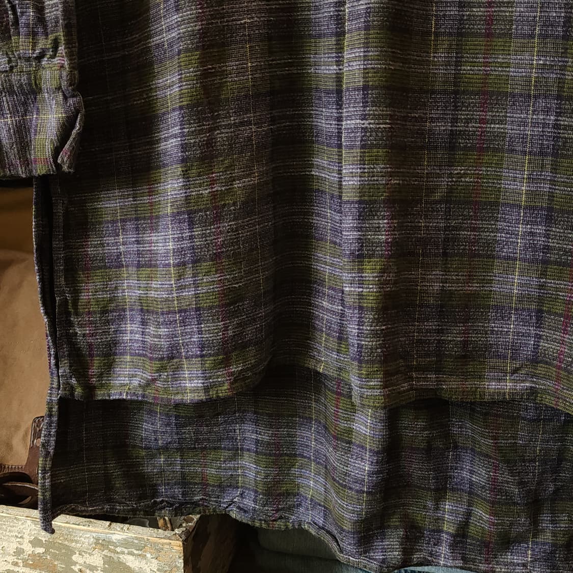 60s 프랑스 워크셔츠 플란넬 셔츠 가드너 빈티지 셔츠 튜닉 셔츠 퍼플 상품이미지7