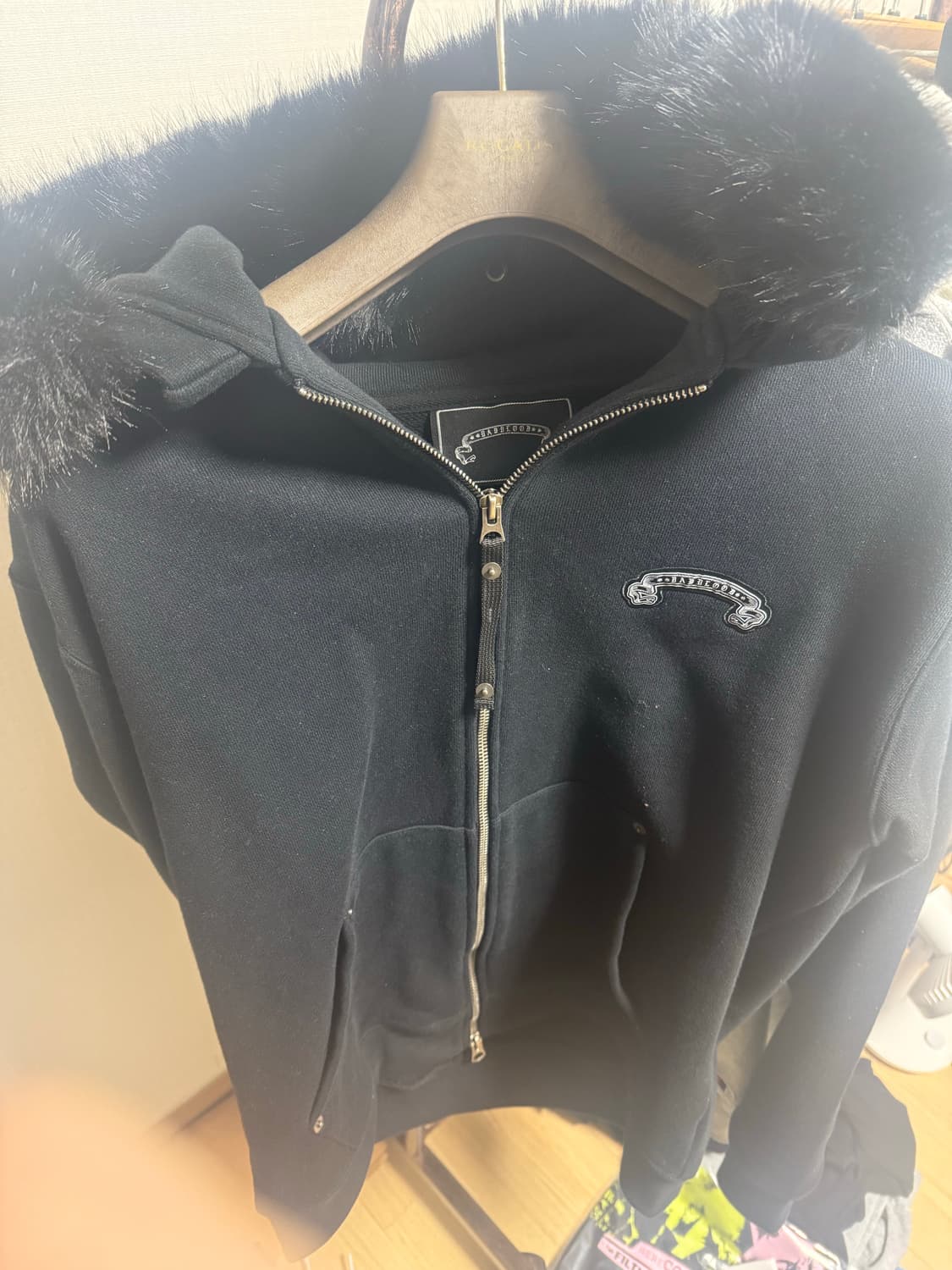 코스모11 디태쳐블 퍼 후드 집업 블랙 라지 상품이미지1